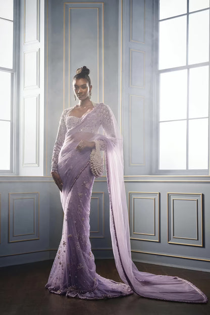 Lilac Dreamy Pearl Saree Set