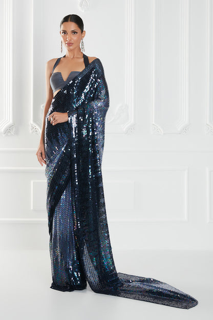 Azure Blue Georgette Saree Set