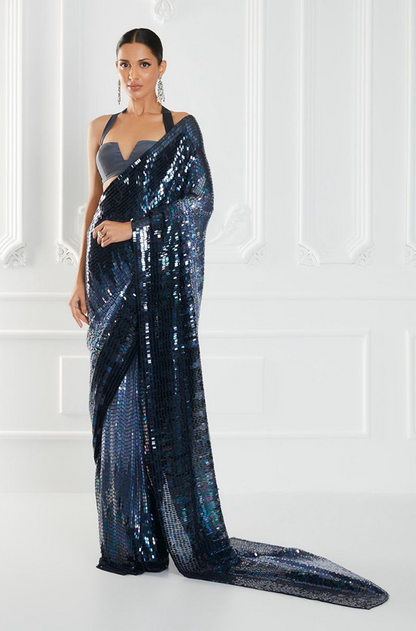 Azure Blue Georgette Saree Set