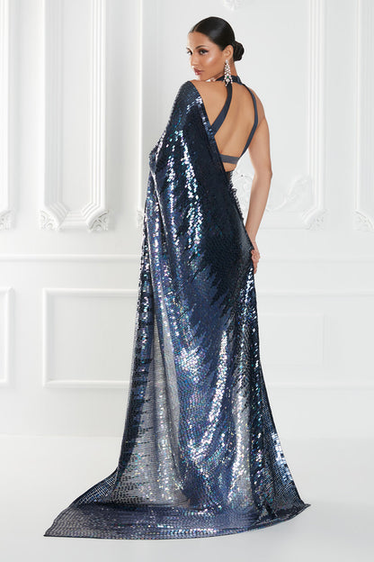 Azure Blue Georgette Saree Set