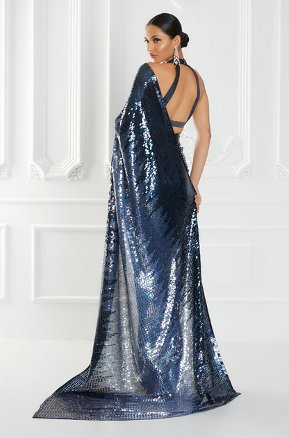 Azure Blue Georgette Saree Set