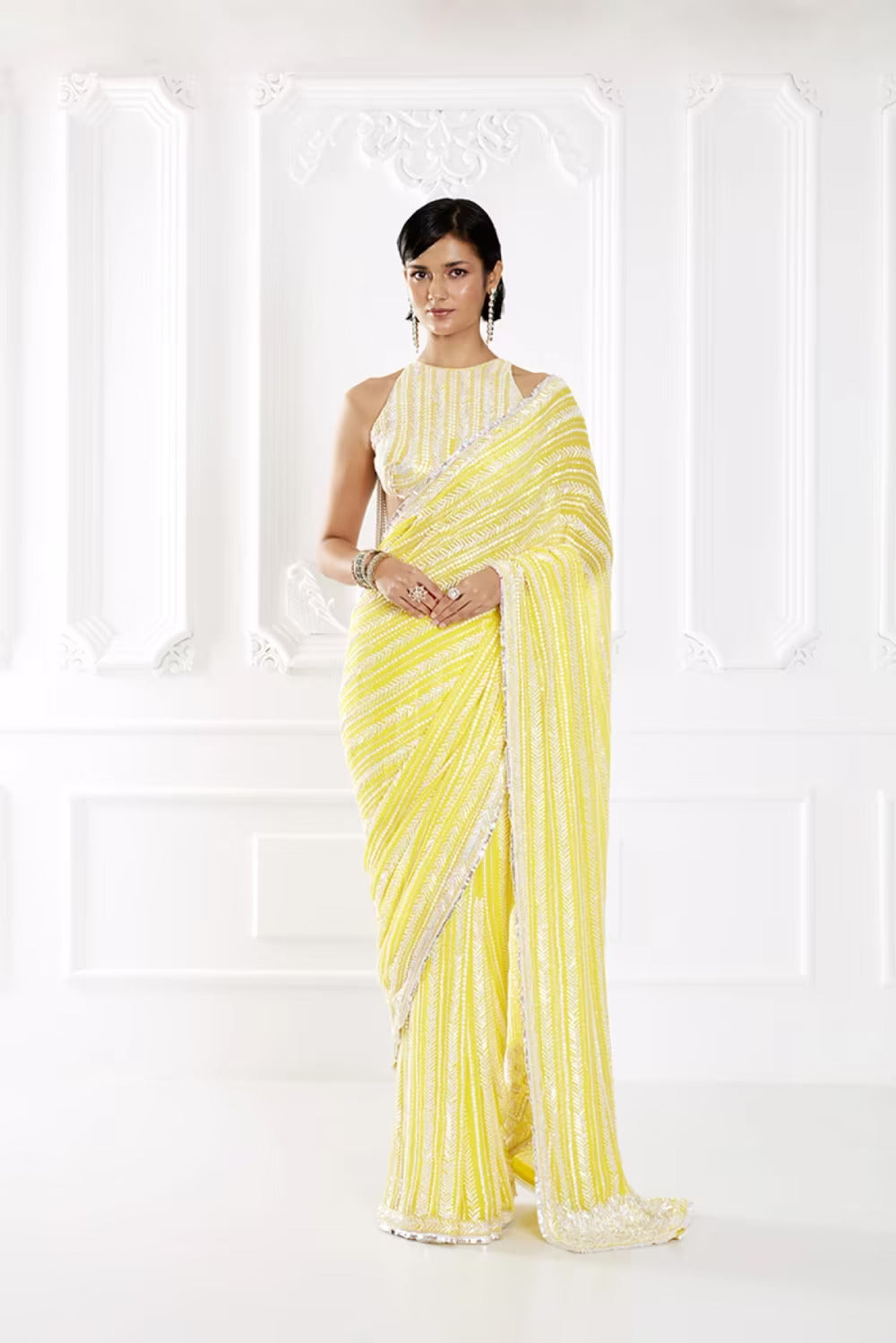 Sunny Yellow Taban Sequin Saree Set