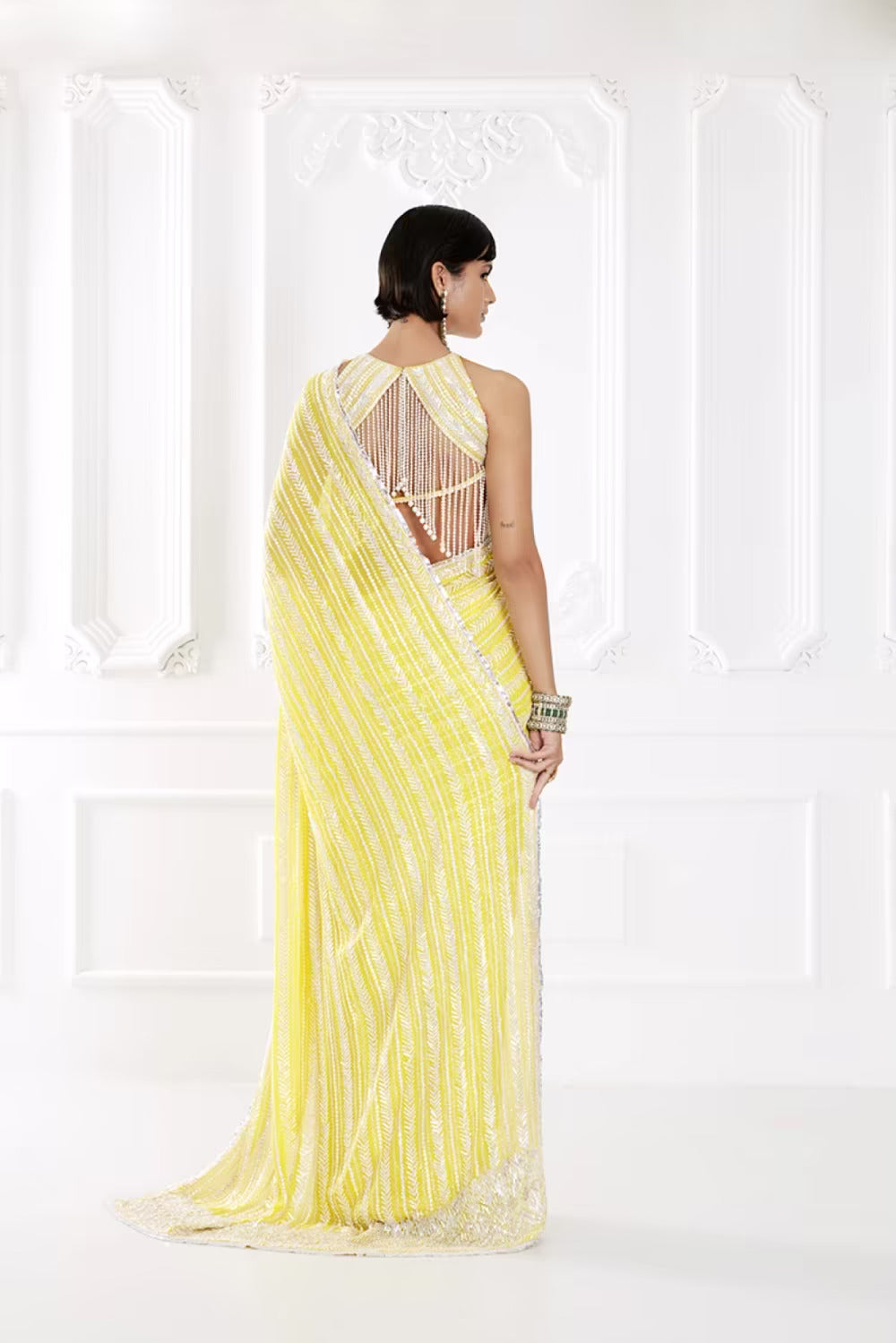 Sunny Yellow Taban Sequin Saree Set