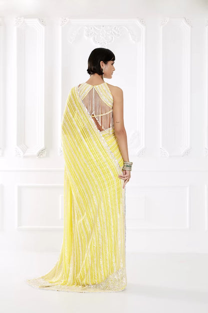 Sunny Yellow Taban Sequin Saree Set