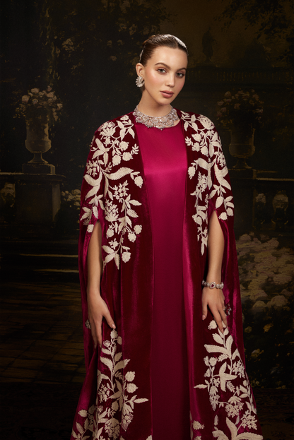 Red Velvet Jacket Gown
