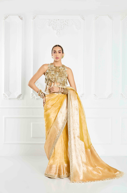 Sunrise Yellow Embroidered Saree Set