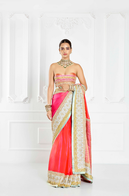 Pink Kanchi Pattu Silk Saree Set