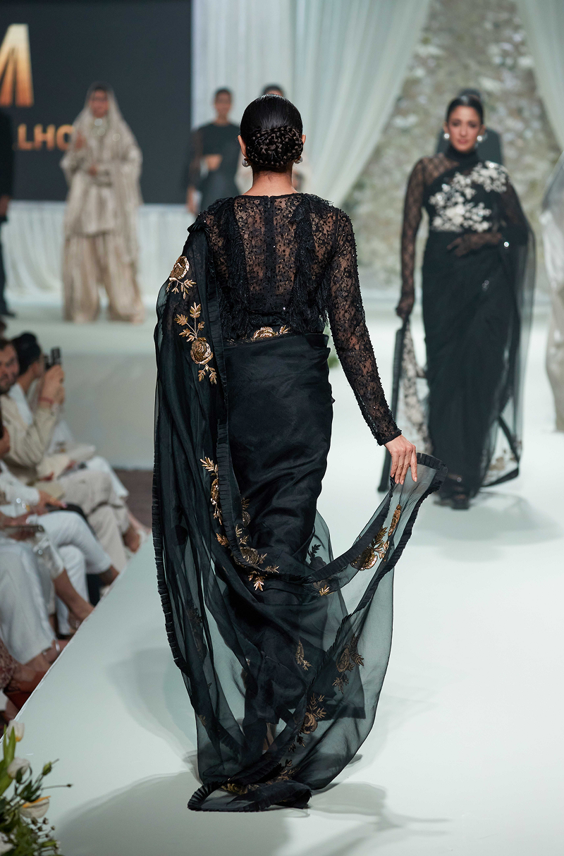 Black Nakshi Floral Embroidered Saree Set