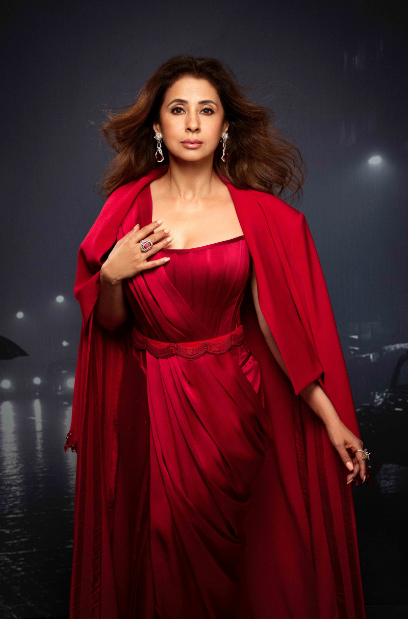 Urmila Matondkar in our Red Pleated Stitched Saree Set