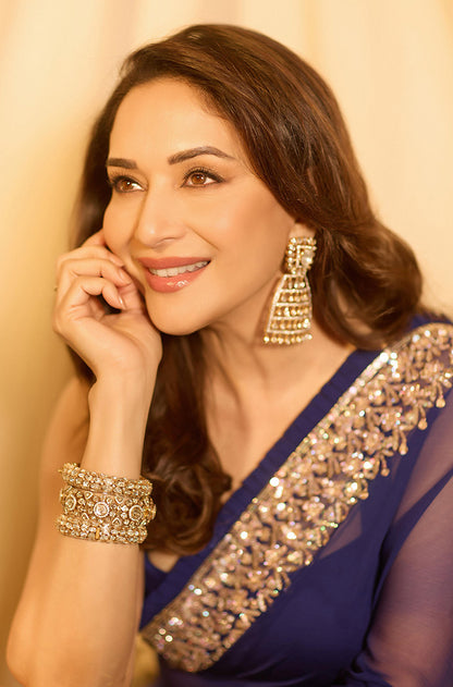 Madhuri Dixit in our Blue Floral Border Saree