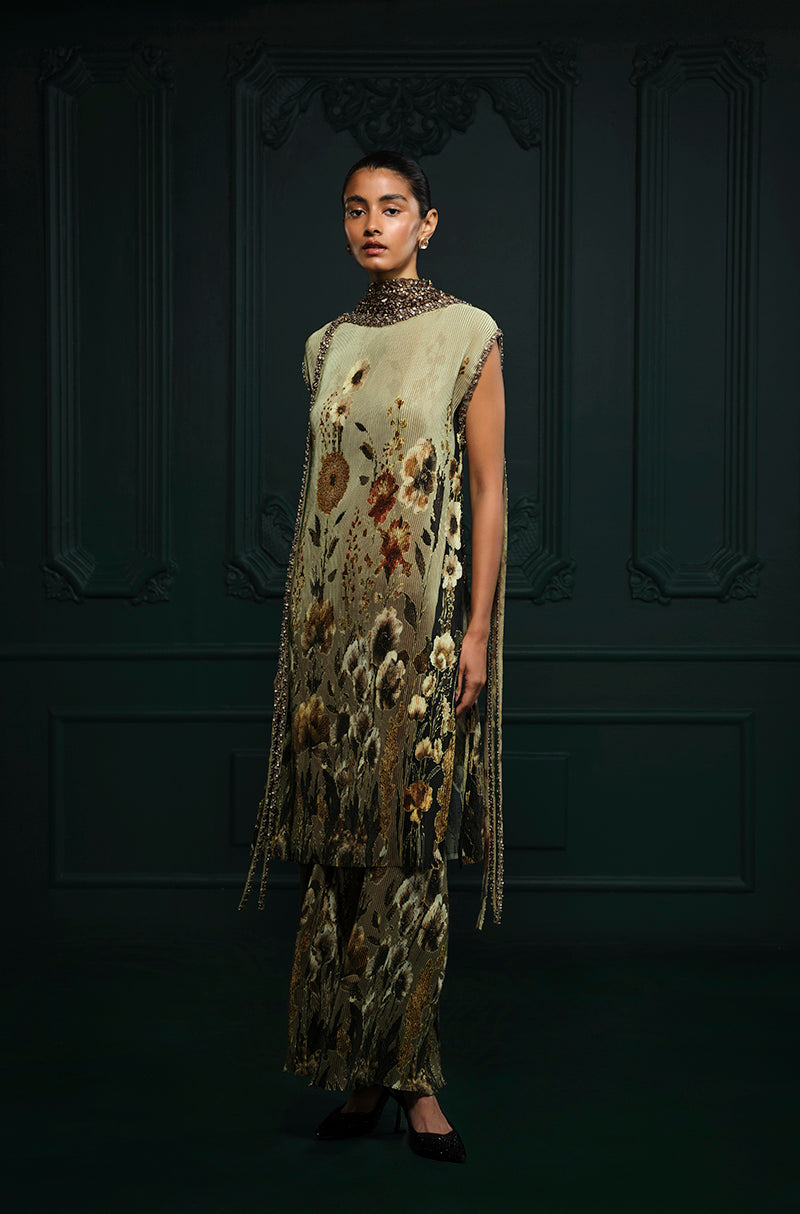 Green Floral Printed Kurta Set