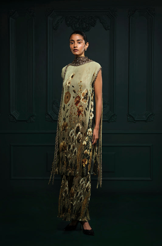 Green Floral Printed Kurta Set