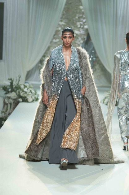 Silver to Gold Ombre Sequin Top Pant Set