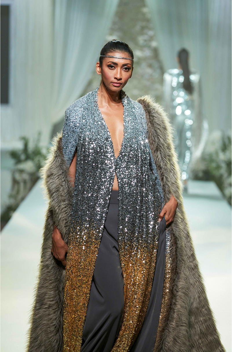 Silver to Gold Ombre Sequin Top Pant Set