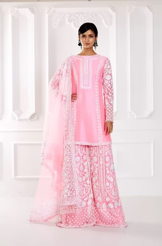 Candy Pink Kashmiri Kurta Set