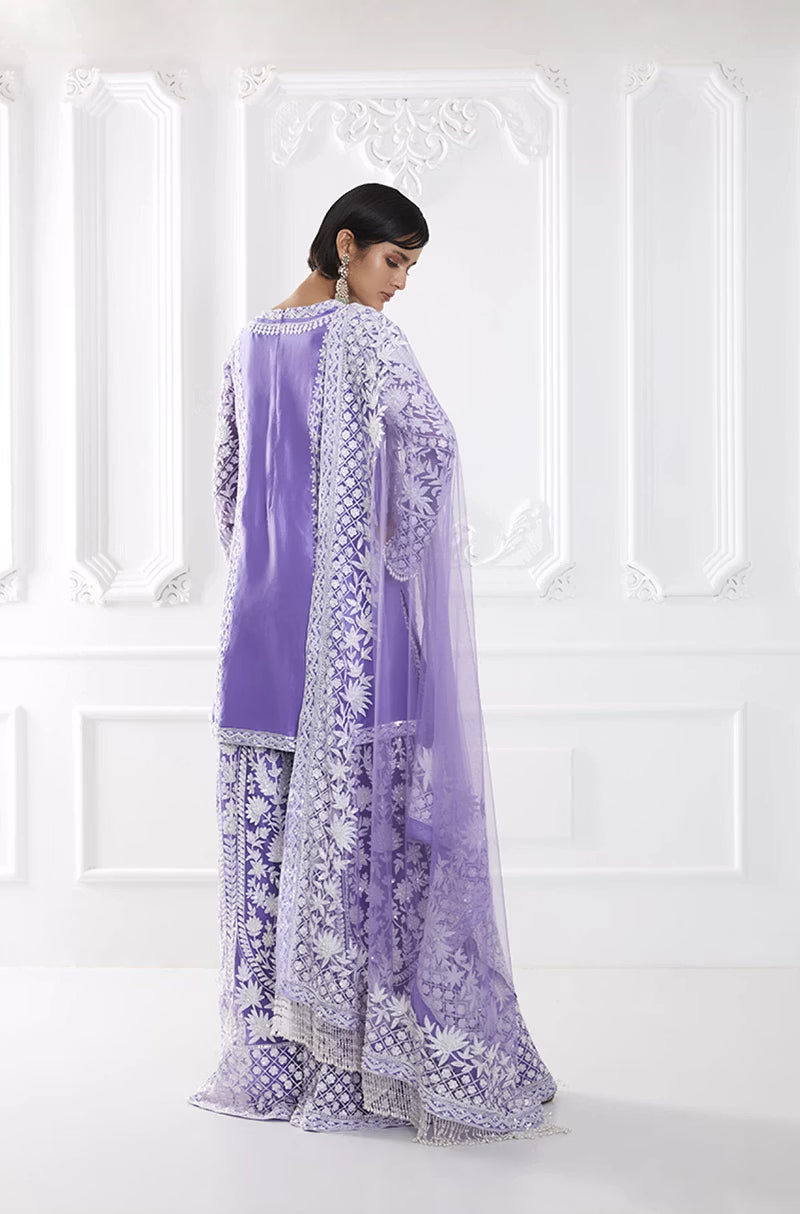 Lavender Kashmiri Embroidered Kurta Set