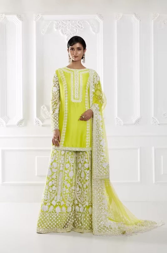 Lime Green Kashmiri Kurta Set