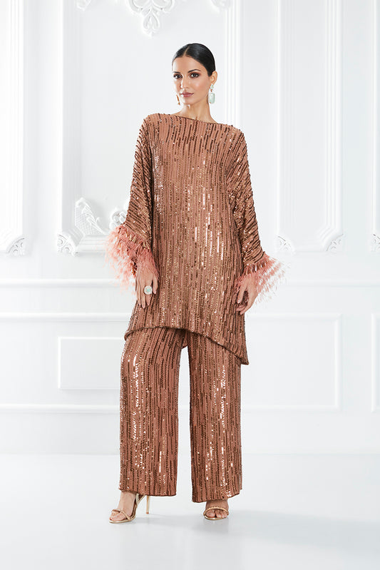 Gold Sequin Embellished Co-ord Set