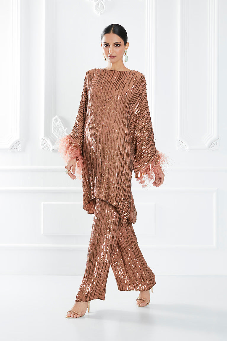 Gold Sequin Embellished Co-ord Set