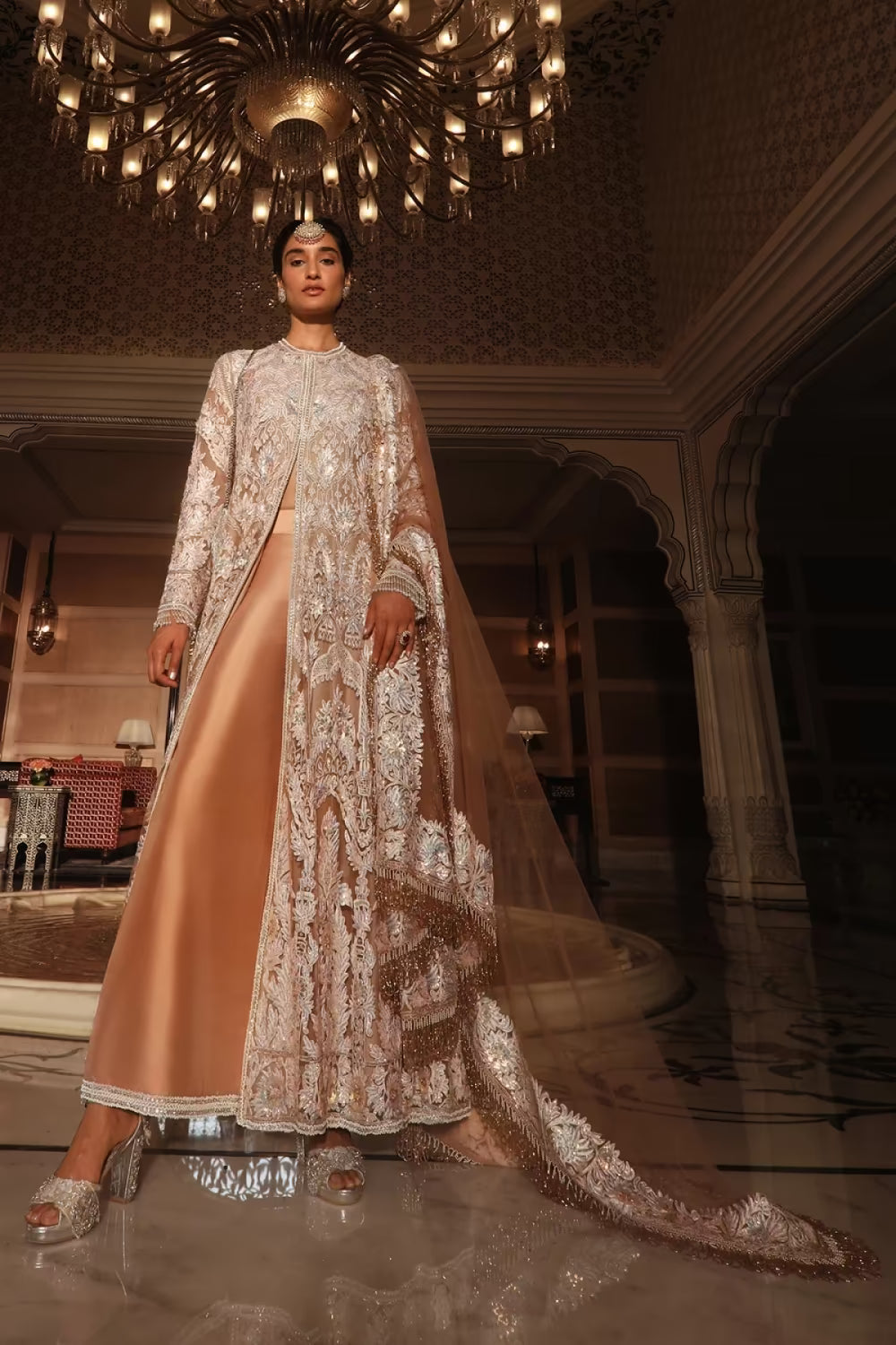 Dusky Peach Kashmiri Anarkali Set