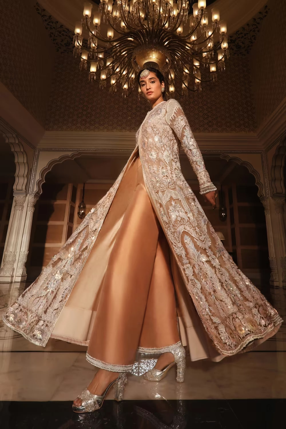 Dusky Peach Kashmiri Anarkali Set