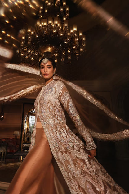 Dusky Peach Kashmiri Anarkali Set