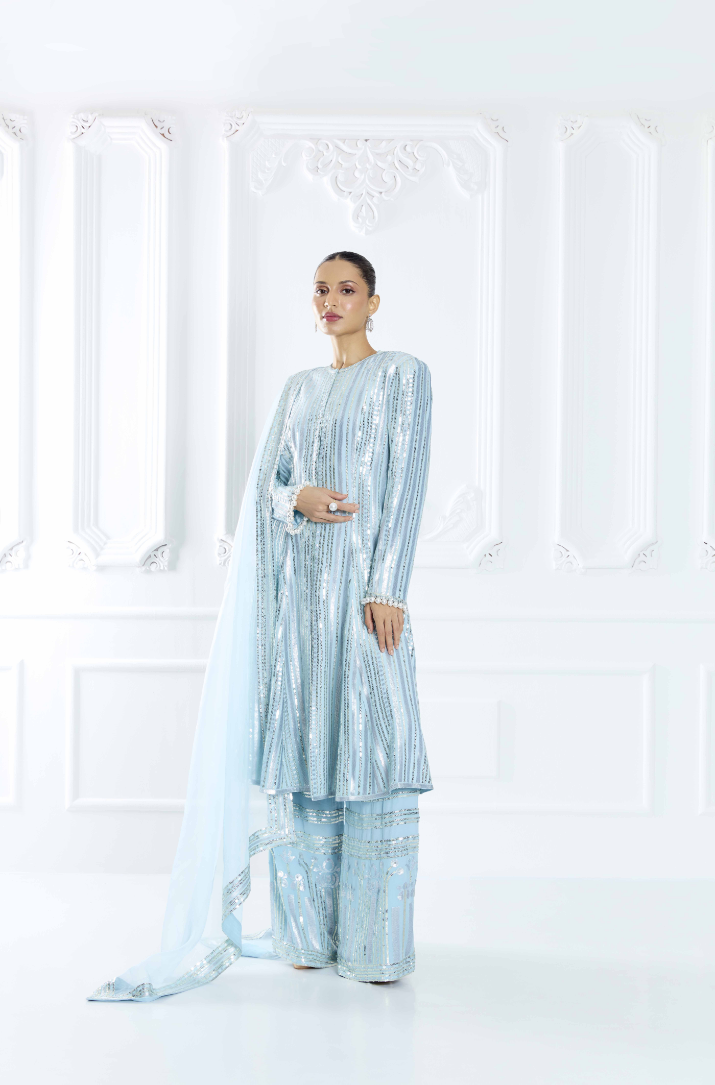 Sky Blue Embroidered Kurta Set