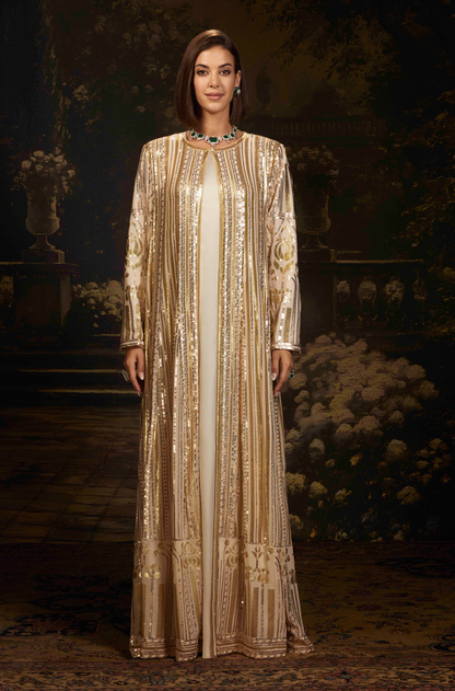 Ivory Georgette Jacket Gown