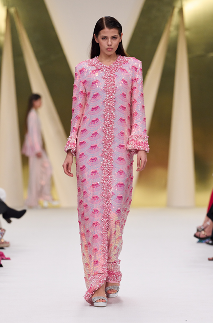 Pink Sequin Scallop Kaftan