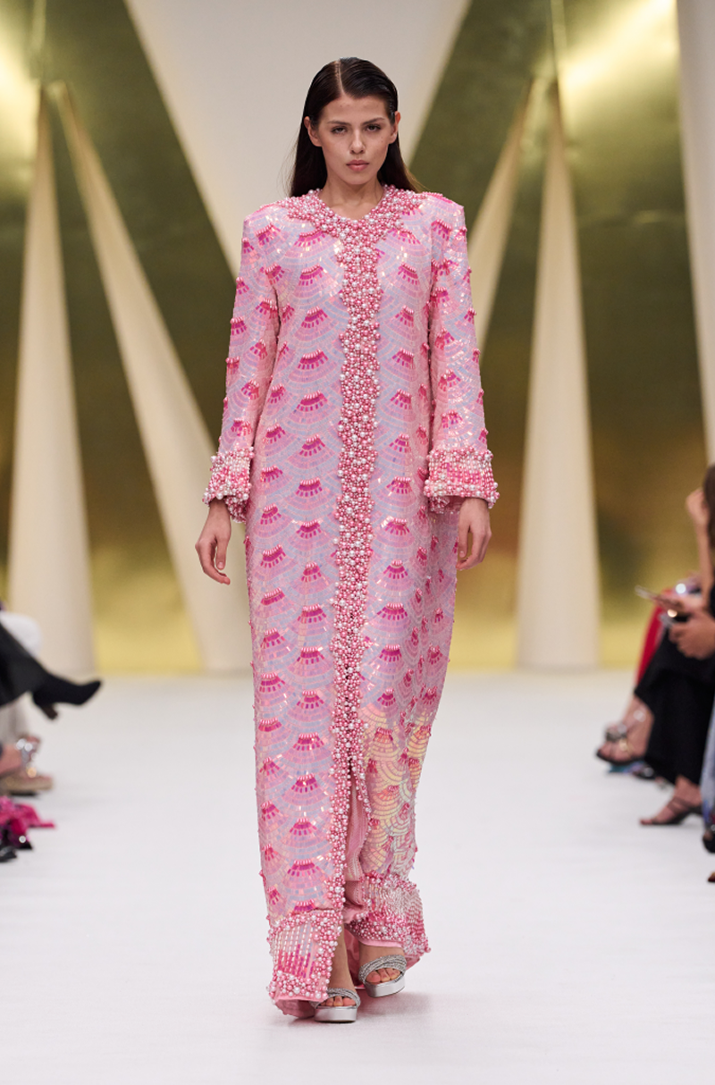 Pink Sequin Scallop Kaftan