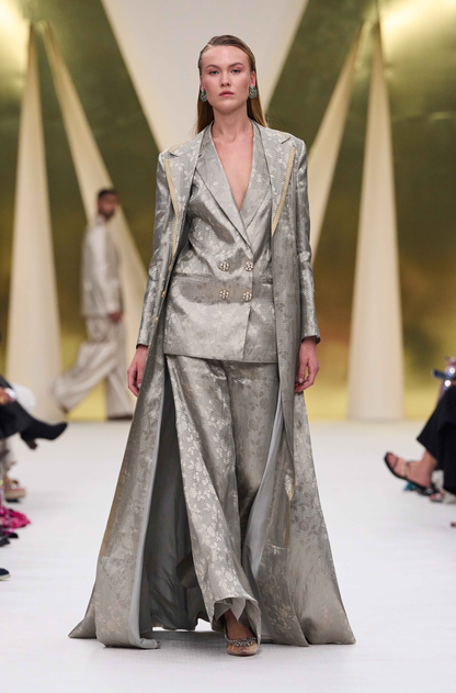 Silver Brocade Pant Set