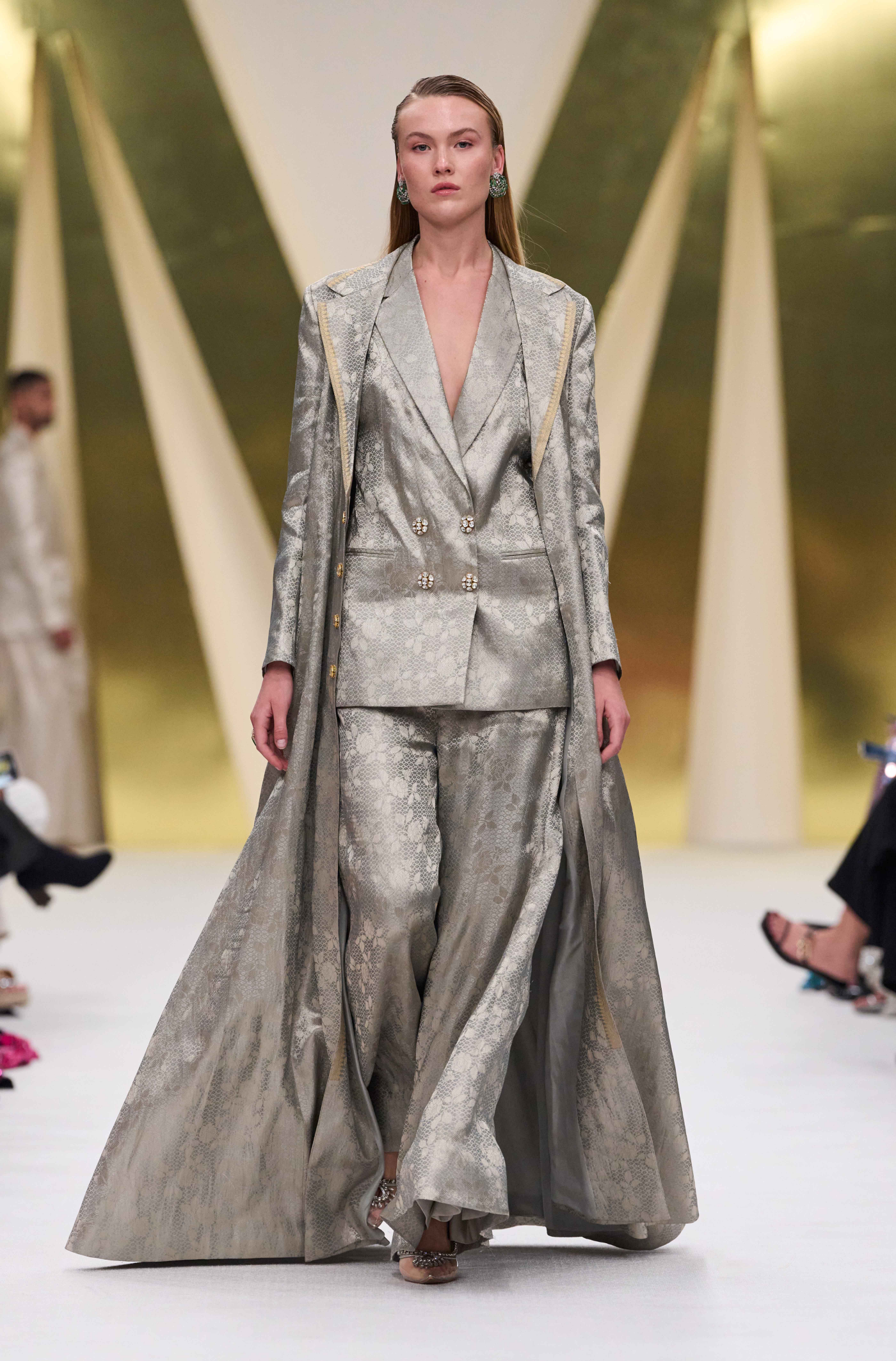 Silver Brocade Pant Set