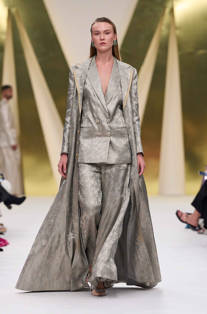 Silver Brocade Pant Set