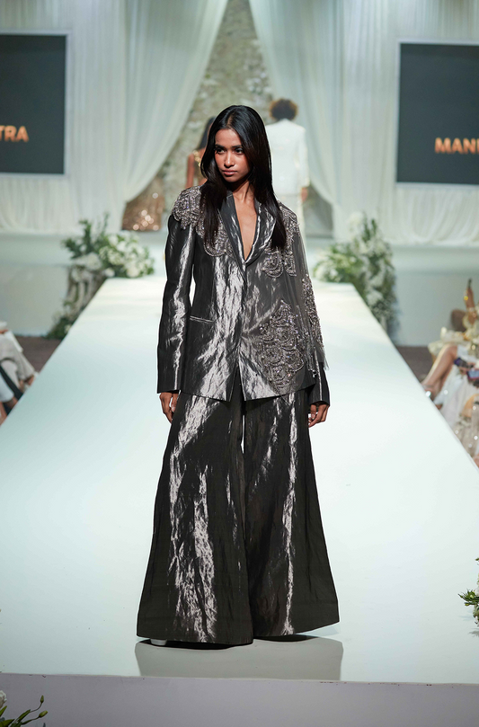 Charcoal Grey Tissue Blazer Set