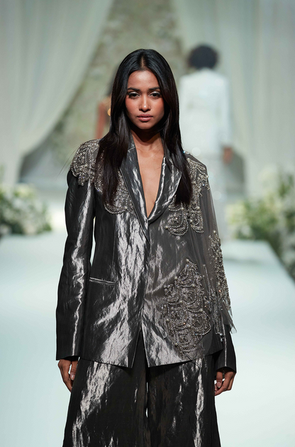 Charcoal Grey Tissue Blazer Set