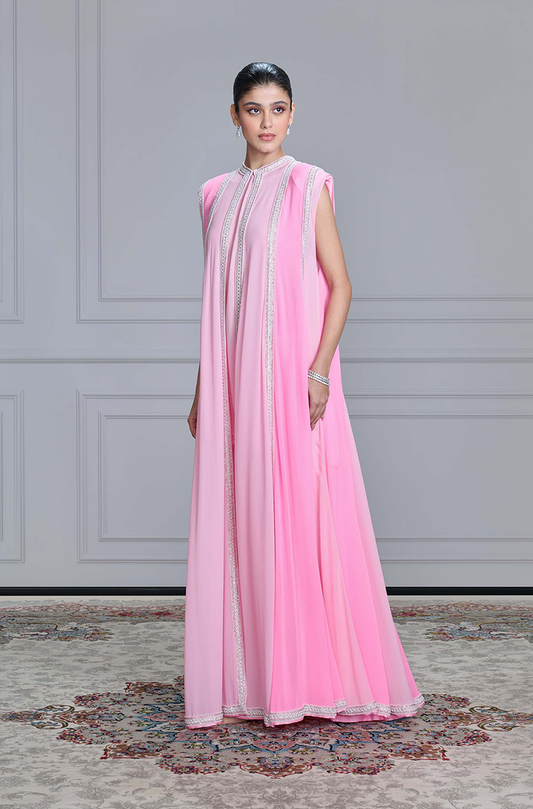 Pink Shaded Long Jacket Set
