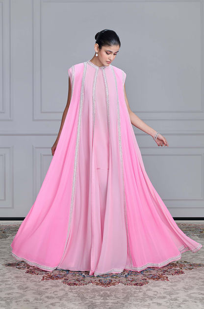 Pink Shaded Long Jacket Set