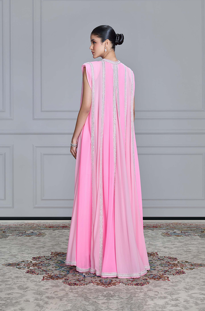 Pink Shaded Long Jacket Set