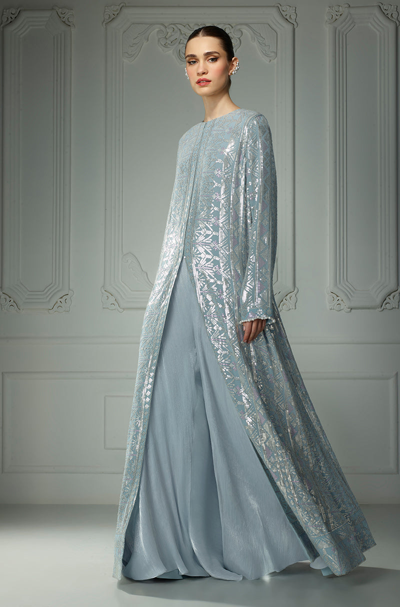 Ice Blue Aztec Sequin Palazzo Set