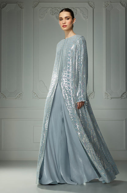 Ice Blue Aztec Sequin Palazzo Set