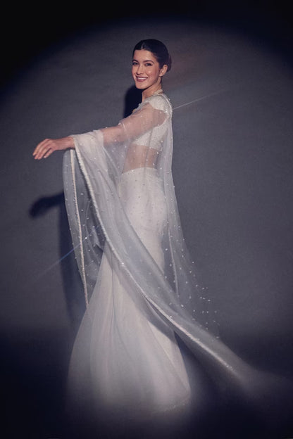 Shanaya Kapoor in Pearl Encrusted Saree Set