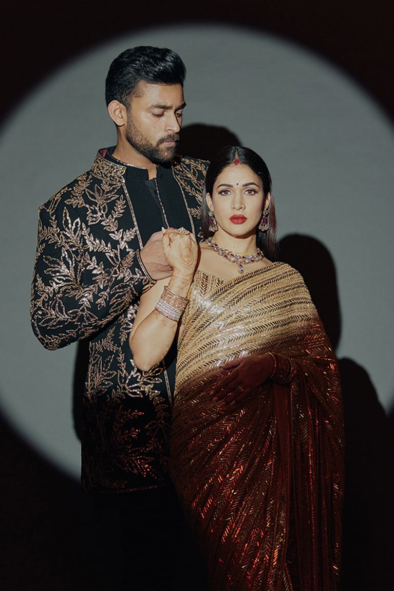 Bride: Lavanya Tripathi & Groom: Varun Tej In Our Embellished Ensemble