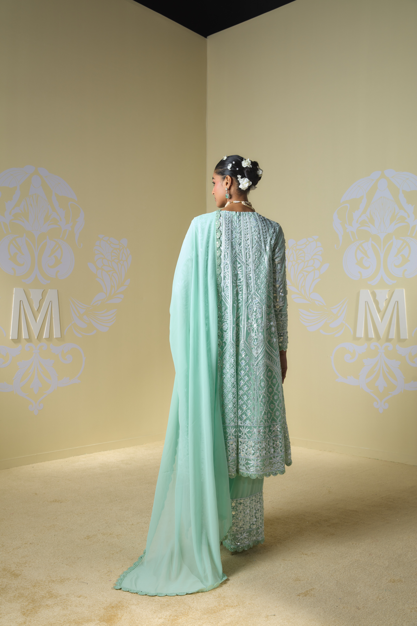 Mint Kashmiri Embroidered Kurta Set