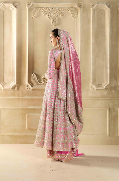 Blush Pink Embroidered Kalidar Kurta Set