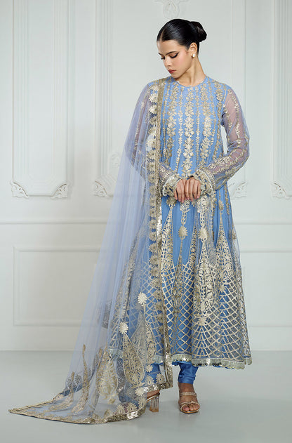 Fresh Blue Kashmiri Embroidered Long Kurta Set