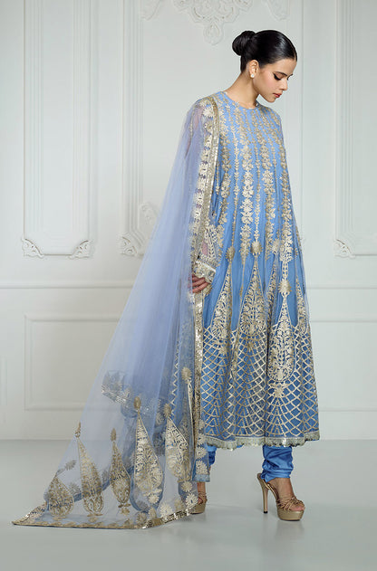 Fresh Blue Kashmiri Embroidered Long Kurta Set