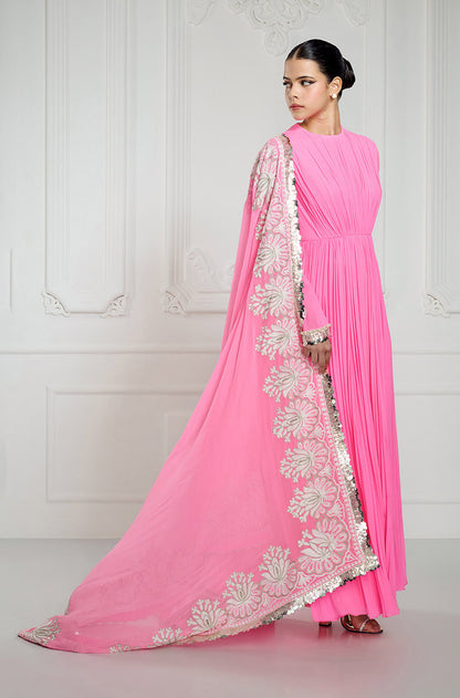 Bright Pink with Kashmiri Border Kurta Set