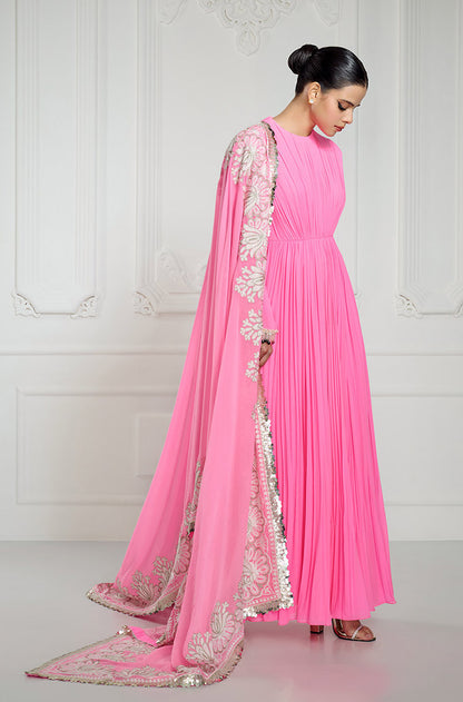 Bright Pink with Kashmiri Border Kurta Set