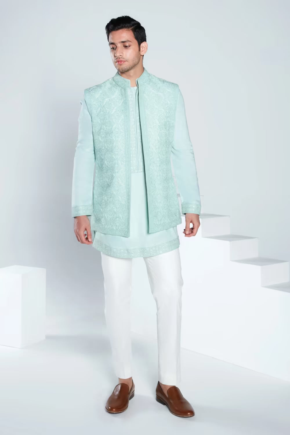 Aqua Blue Bundi with Dori Embriodery