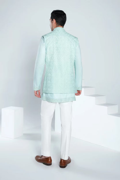 Aqua Blue Bundi with Dori Embriodery